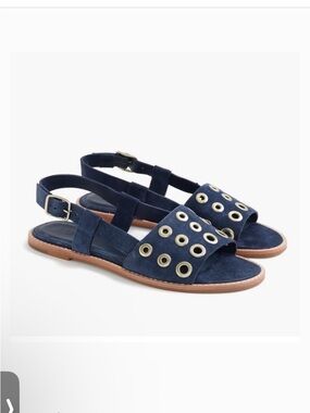 J Crew Suede Leather Grommet slingback  Sandals US 7.5”
